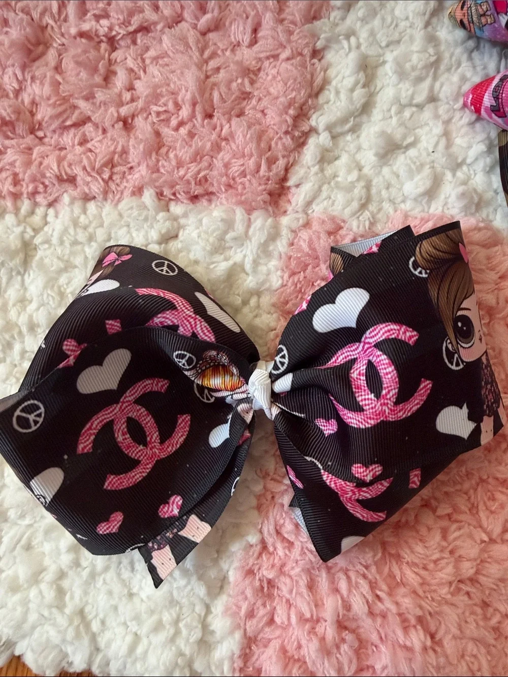 Assorted Girls' Hair Bows - Pink, Black, Green, White, Multicolor